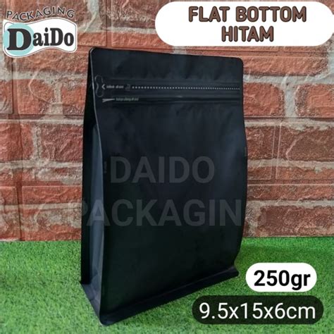 Jual Flat Bottom Hitam Gram Premium Coffee Bag Kemasan Kopi Pouch