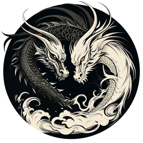 Premium Photo Chinese Dragons Yin Yang Silhouette