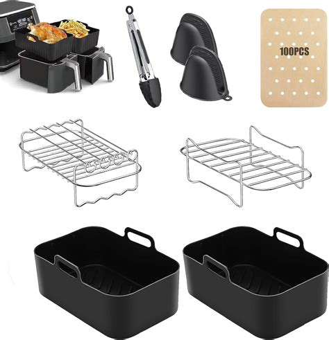 DuDuZui Air Fryer Accessories Set Of 8 For Ninja Dual AF300UK 400UK