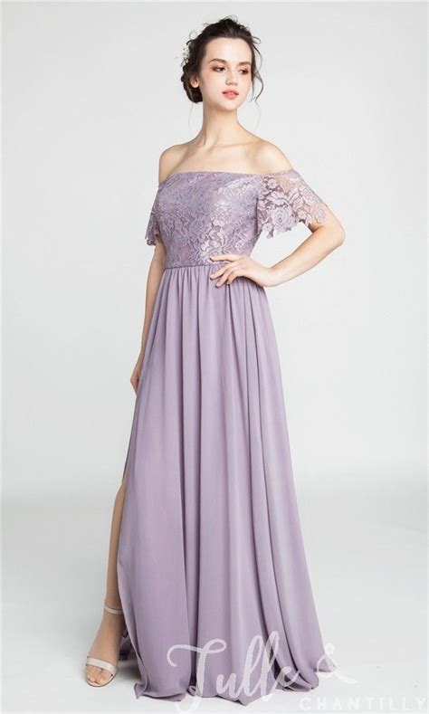 Gorgeous Lace Off The Shoulder Bridesmaid Gown With Chiffon Skirt