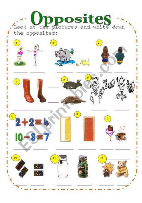 Opposites Esl Worksheet By Mingoan248