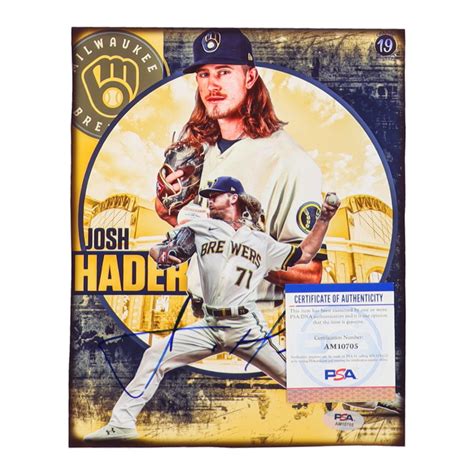 Josh Hader Signed Brewers X Photo Psa Pristine Auction