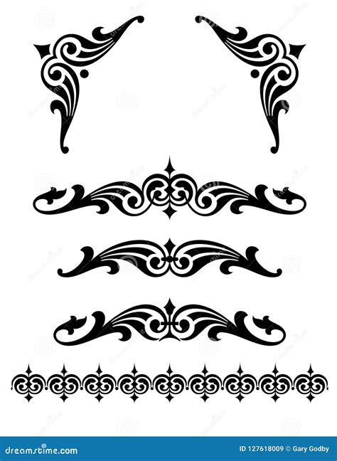 Bold Scroll Design Set With Corner Pieces Stock Image Cartoondealer