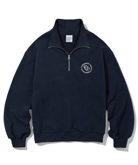 Musinsa Codegraphy Cgp Circle Logo Half Zip Up Sweatshirt Navy