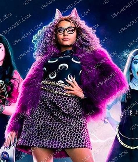 Monster High The Movie Clawdeen Wolf Fur Jacket Purple Fur Jacket