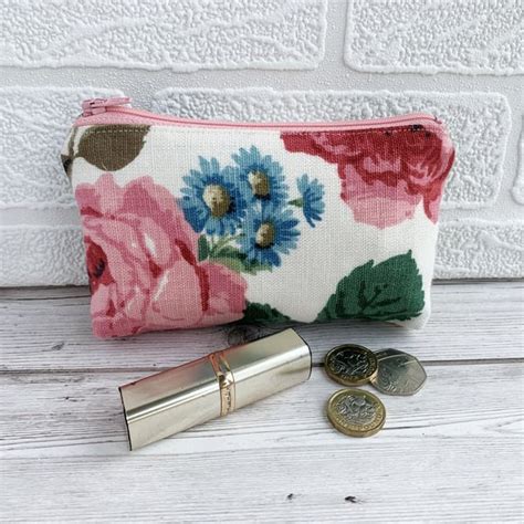 Large Purse Coin Purse With Pink Roses And Blu Folksy