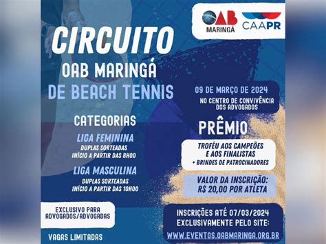 Circuito Oab Maring De Beach Tennis Eventos Oab Maring