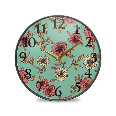 Retro Sunflowers Wall Clocks Battery Operated Inch Round Clock