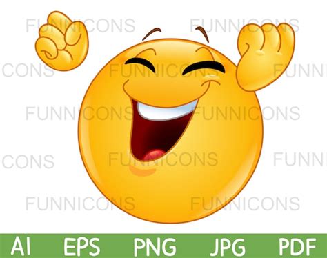 Clipart Cartoon of a Happy Emoji Emoticon Making a Winning or | Etsy