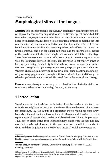 Pdf Morphological Slips Of The Tongue