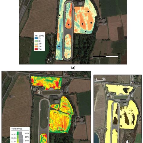 (a) Soil resistivity map (0-50 cm layer). Black dots indicate soil ...