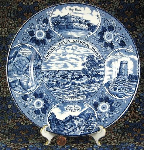 Grand Canyon Souvenir Blue Transferware 1940s Plate Ironstone Myott