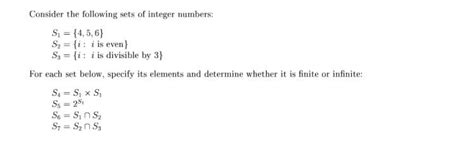 Solved Consider The Following Sets Of Integer Numbers S