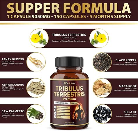 Tribulus Terrestris Mg Capsules Months Supply With Ashwagandha