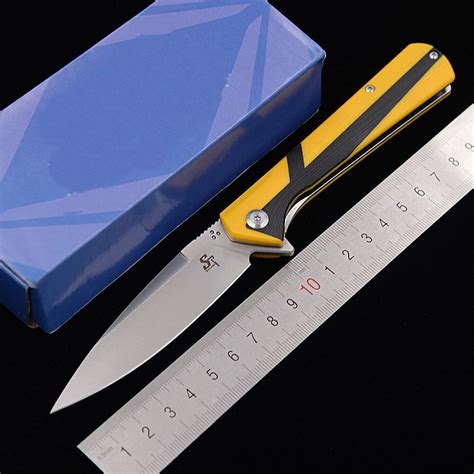 Sitivien New ST123 D2 Steel Ball Bearing Flipper Folding Knife G10 Scales