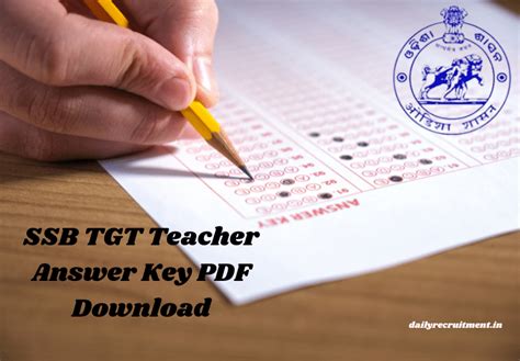 Ssb Tgt Teacher Answer Key Pdf Get Ssb Odisha Tgt Exam Answer Key