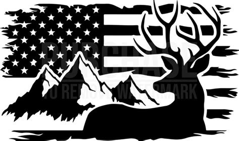 Deer Mountain USA Flag SVG Deer Clipart SVG Deer SVG USA Flag SVG