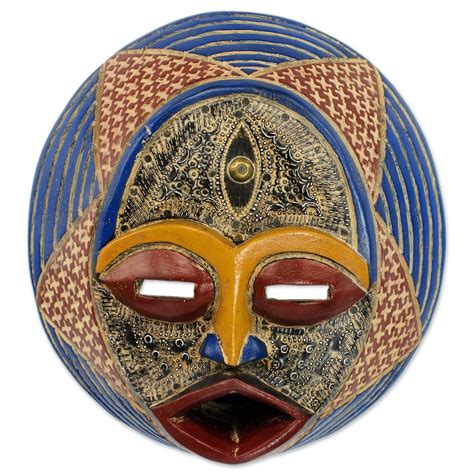 UNICEF Market Ewe Culture African Wood Mask Handmade By Ghana Artisan