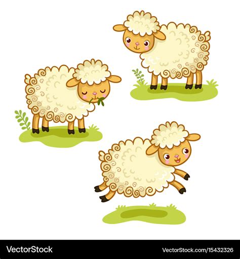 Cute Cartoon Sheep Set Royalty Free Vector Image