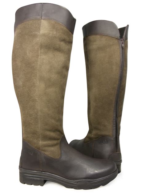 Hkm Country Riding Boots Women Long Suede Horse Walking Leather Size 6