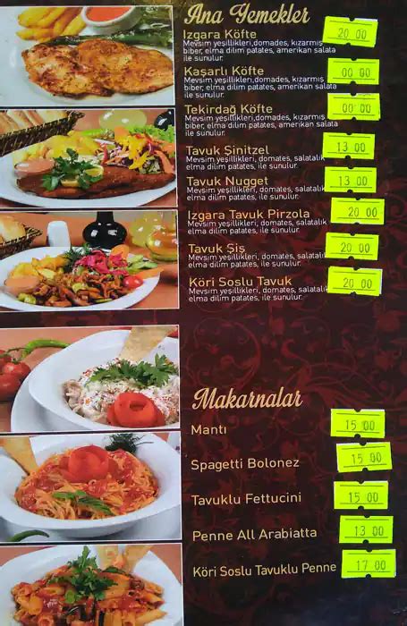 Menu At Metropol Pasta Istanbul