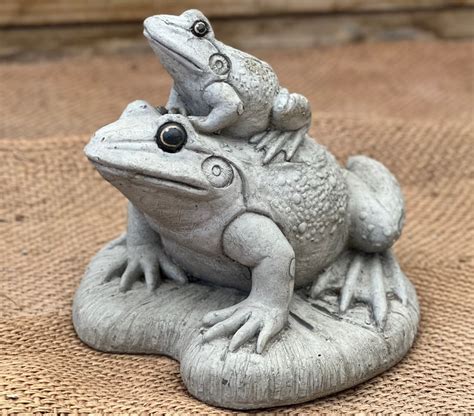 Concrete Frog Statue Handmade Frog Figurine Concrete Outdoor Decoration