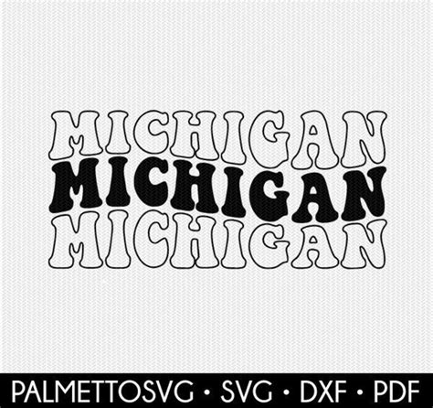 Michigan Svg Michigan Stacked Svg Wavy Text Svg Wavy Svg Hippie