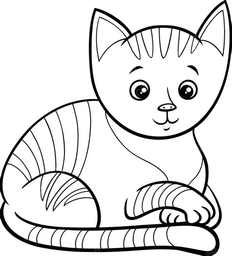 Adorable Cartoon Catkitten Coloring Book Character Page Tail Paws Page