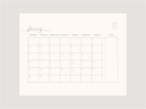 2023 Minimalist Calendar, 2023 Printable Calendar, Minimalist Monthly ...