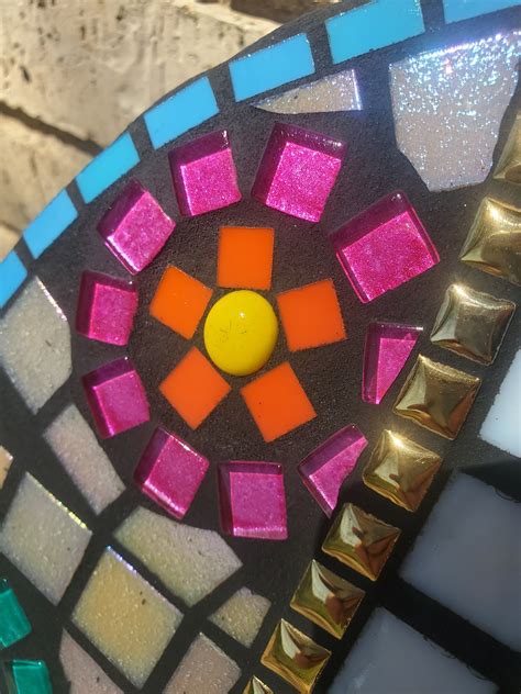 Round Colorful Mosaic Garden Stepping Stone - Etsy