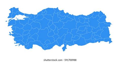 Turkey Map Vector Illustration Blue Color Stock Vector Royalty Free