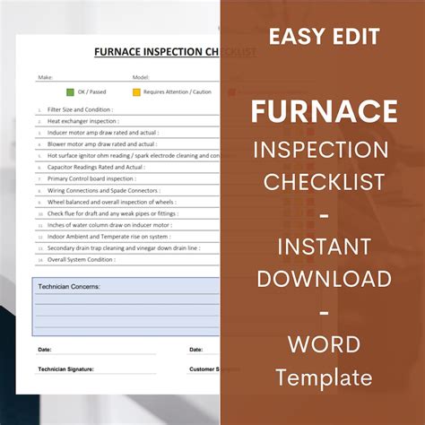 Furnace Inspection Checklist Air Conditioning Hvac Inspection