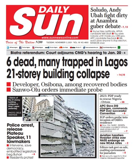 Nigerian Newspapers Daily Front Pages Review Tuesday November