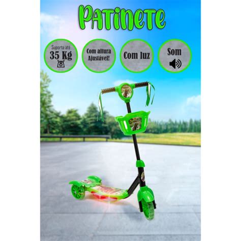 Patinete Rodas Musical E Luzes Dinossauro Dm Toys No Shoptime