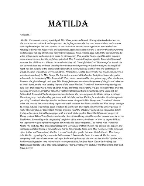 Matilda By: Roald Dahl By Tota Lupi by tota - Issuu