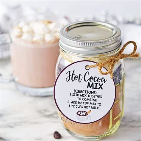 Homemade Hot Cocoa Mix With Gift Tag Printable