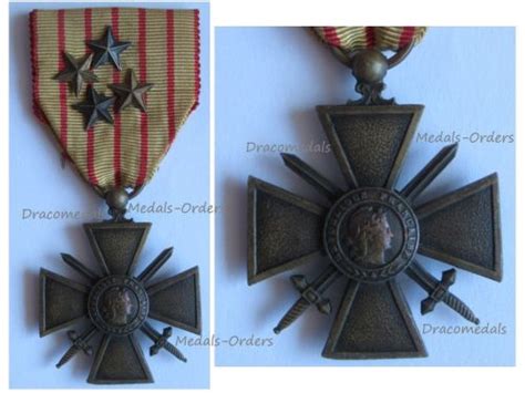 France WW1 War Cross Croix De Guerre 1914 1916 4 Stars Bronze Silver