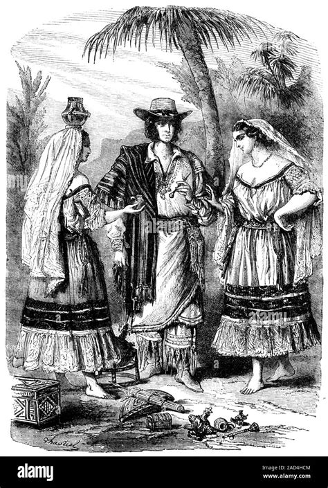 Paraguay locals. 1868 illustration of a man and women from Paraguay ...