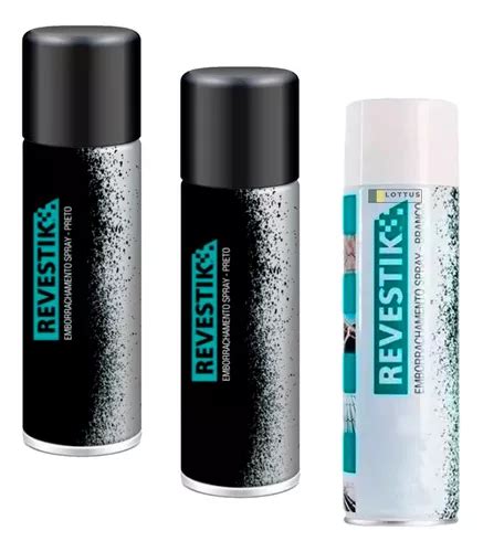 Kit Revestik Spray Borracha Impermeabilizante Branco Preto