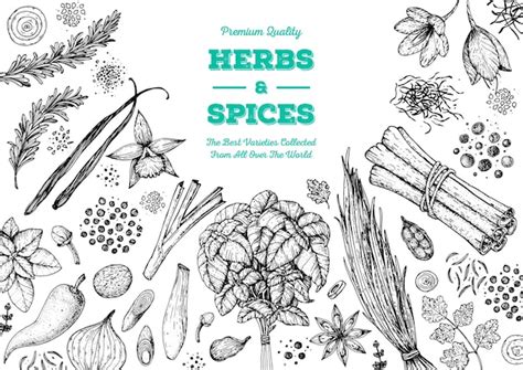 Premium Vector Herbs And Spices Hand Drawn Vector Illustration