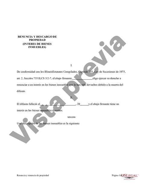 Illinois Renuncia Y Descargo De Responsabilidad De Intereses De Bienes Raíces Us Legal Forms