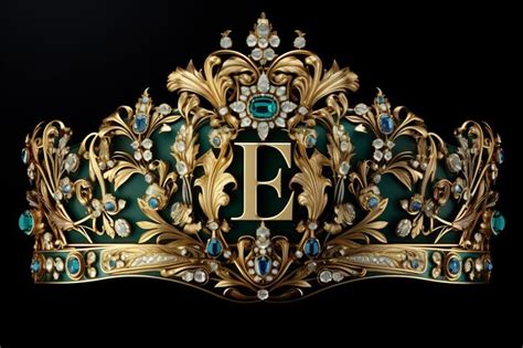 Premium AI Image | a gold and green crown with the letter e on it