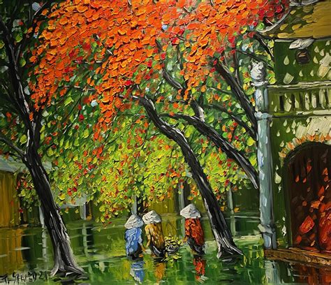 Le Thanh Son | 'Happy Ladies' Impressionist Painting Featuring a ...