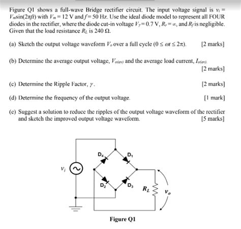 Solved Figure Q1 Shows A Full Wave Bridge Rectifier Circuit