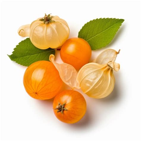 Premium Ai Image A Bunch Of Yellow And Orange Fruit With Green Leaves