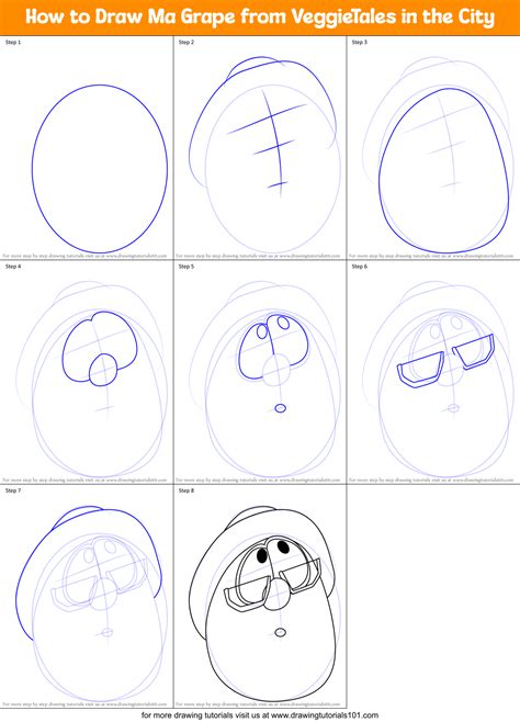 How To Draw Ma Grape From Veggietales In The City Printable Step By