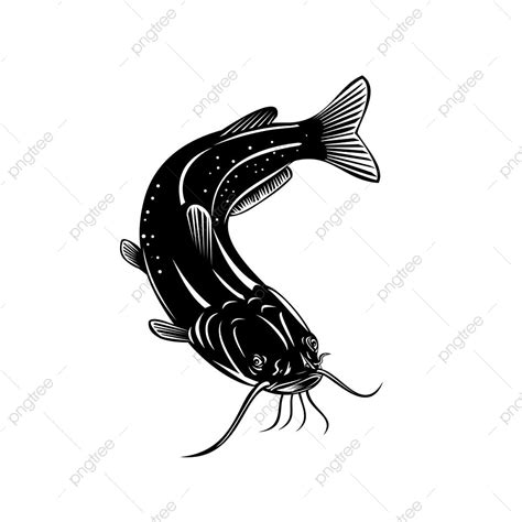 Retro Woodcut Style Illustration Of A Channel Catfish Ictalurus