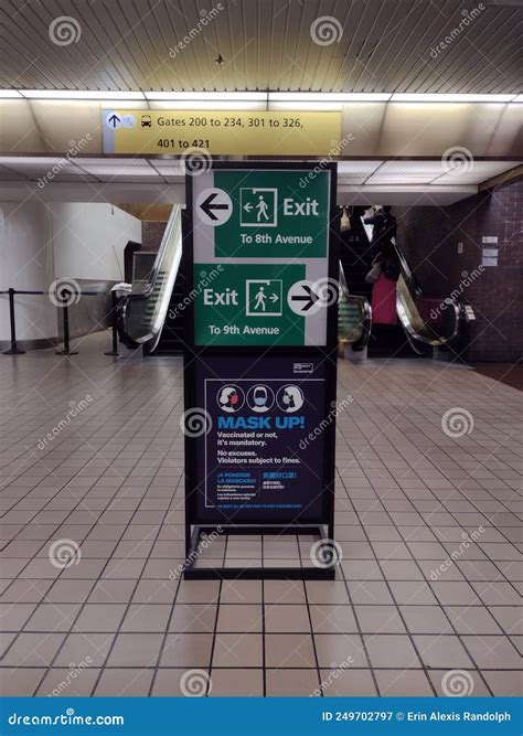 Port Authority Signs Directing Passengers Towards Exits Nyc Ny Usa