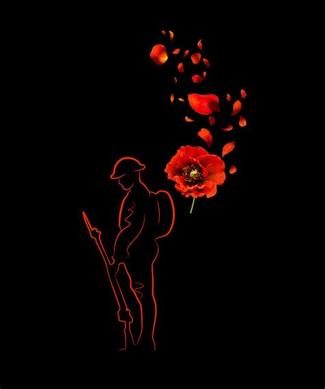 Canada Remembrance Day Red Poppy Lest We Forget Digital Art By