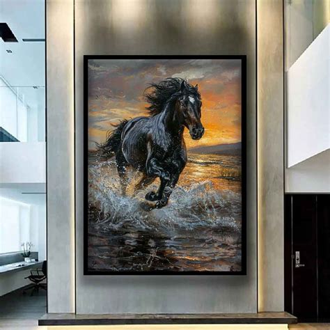 Black Horse Art, Black Horse Painting , Horse Art, Horse Design Art ...